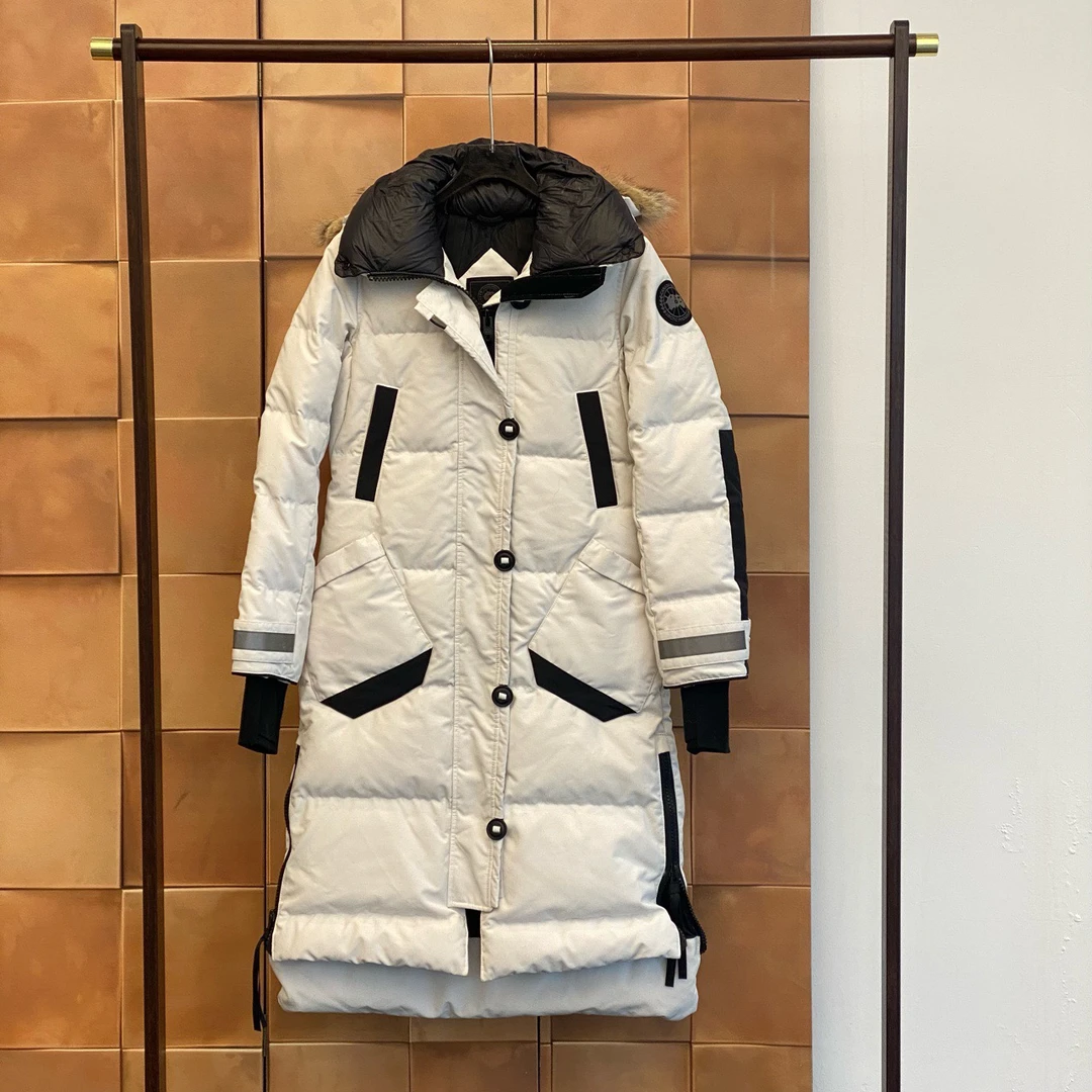 99新 CANADA GOOSE 爆款Aldridge黑标毛领长款羽绒服/xs码/29411