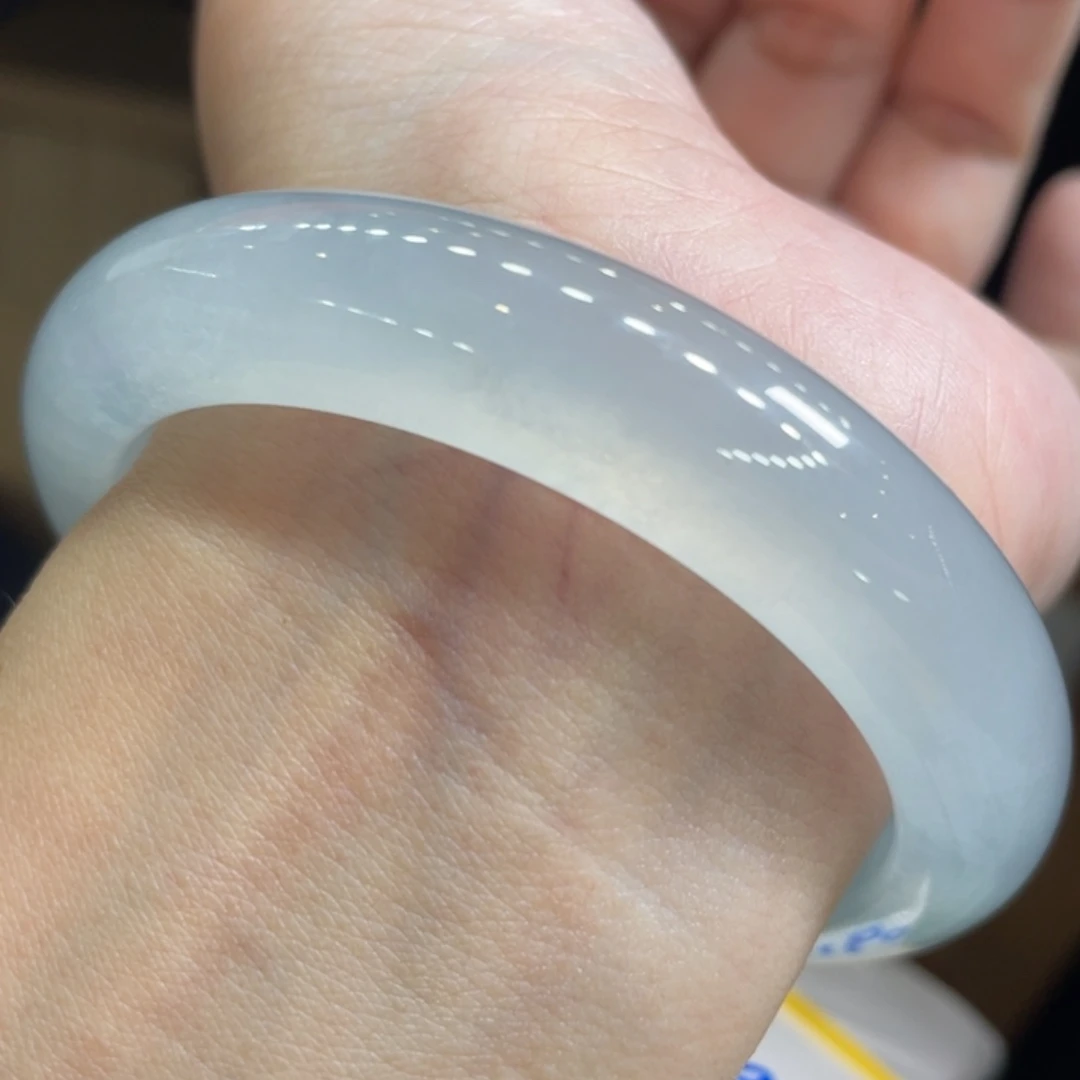 翡翠未镶嵌手镯54.3冰胶条