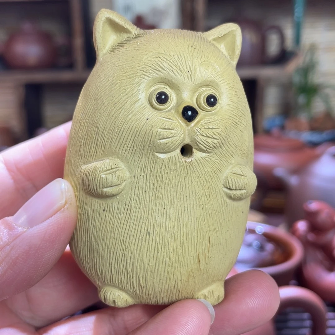 茶壶紫砂大脸猫香插