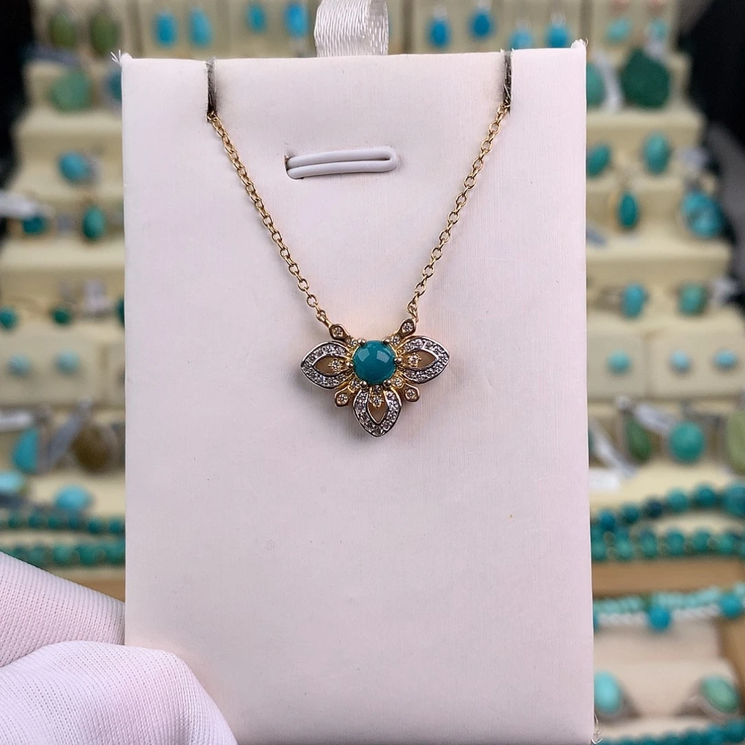 绿松石银S925镶嵌颈饰