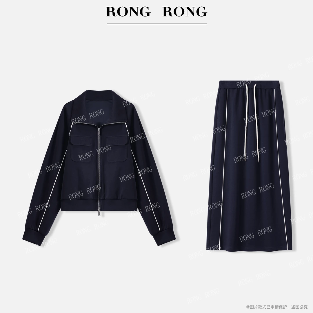 溶溶【墨蓝流光】RONGRONG 莱赛尔双头拉链运动风卫衣ZGQ6W2939-1