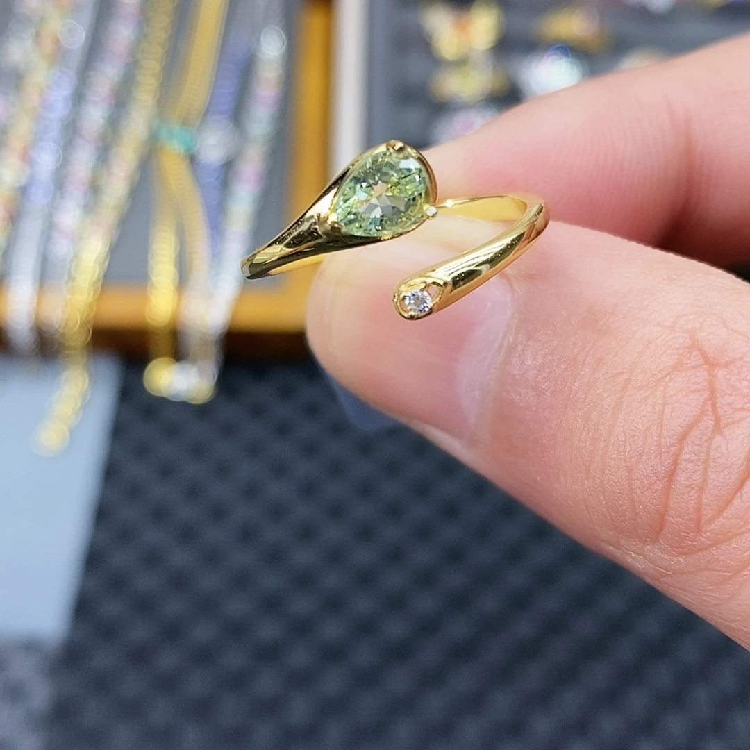 戒指银S925镶嵌碧玺