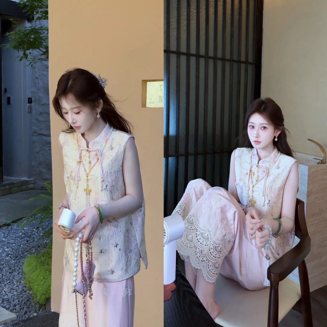 【婷婷】《金汤匙》泡泡纱提花 晕染国风马甲 TTZ2SX659【Q】