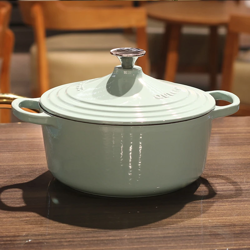 （老舅专属）QULENO千乐欧新款炫彩24cm炖煮锅焖炖锅珐琅铸铁锅洒金