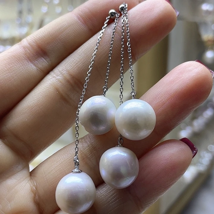 淡水珍珠耳饰银S925镶嵌