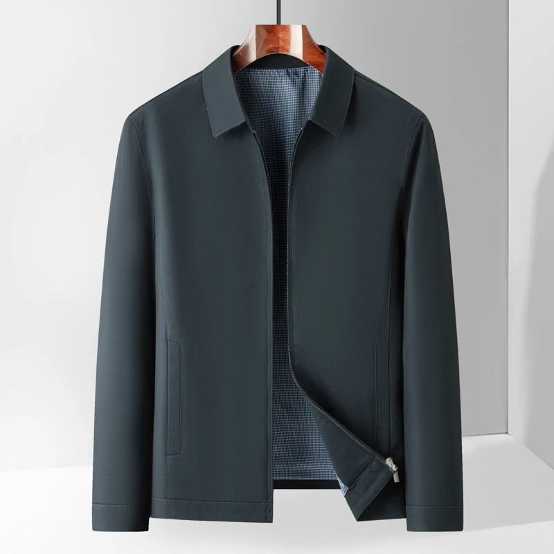 春秋季男翻领茄克商务纯棉薄款夹克男装外套
