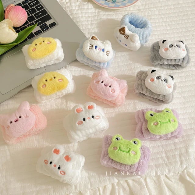 可爱卡通毛绒洗脸手腕带女吸水神器袖口防湿护腕套儿童洗漱毛巾圈