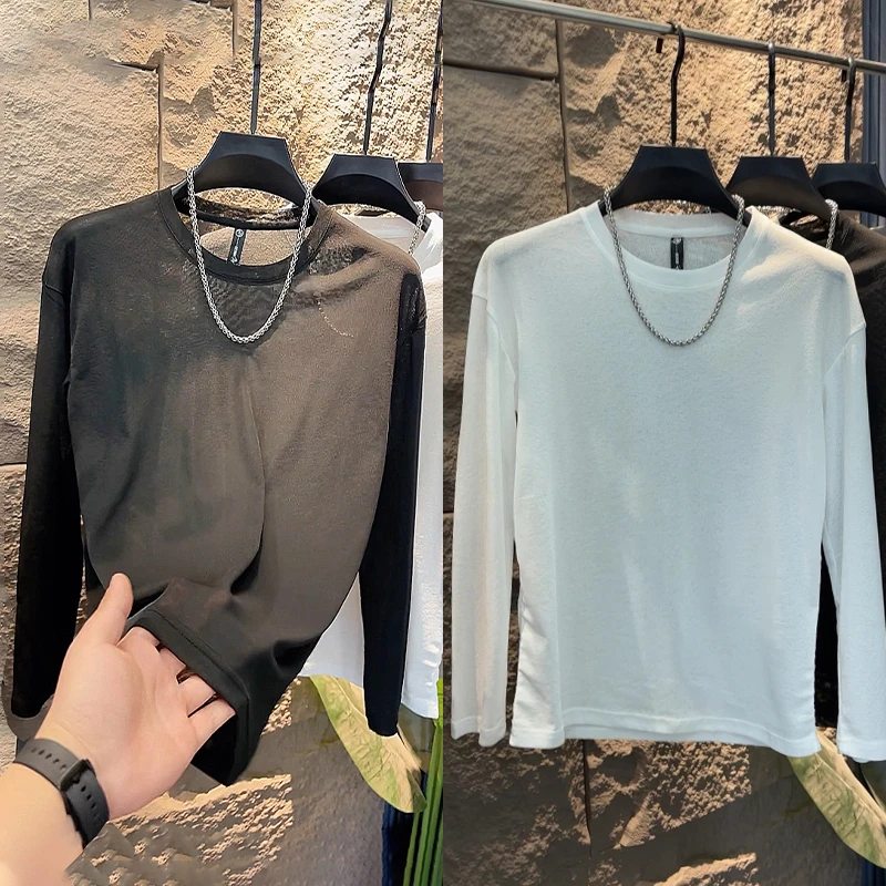 夏季新款男士圆领防晒衣时尚百搭轻薄长袖T恤韩版潮流简约打底衫t