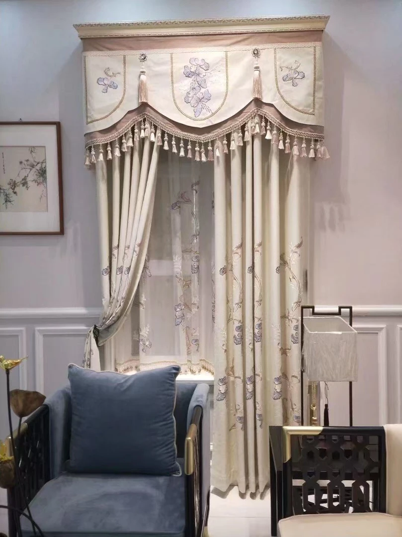 【御品绣庄】法式欧式雪尼尔刺绣遮光防晒客厅卧室定制窗帘