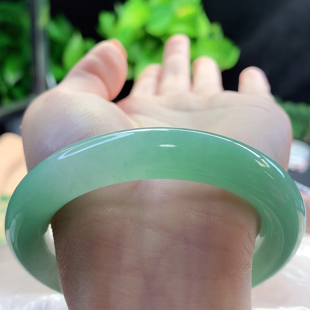 未镶嵌手镯翡翠天然A货翡翠58-59阳春白雪 细细腻主播推荐