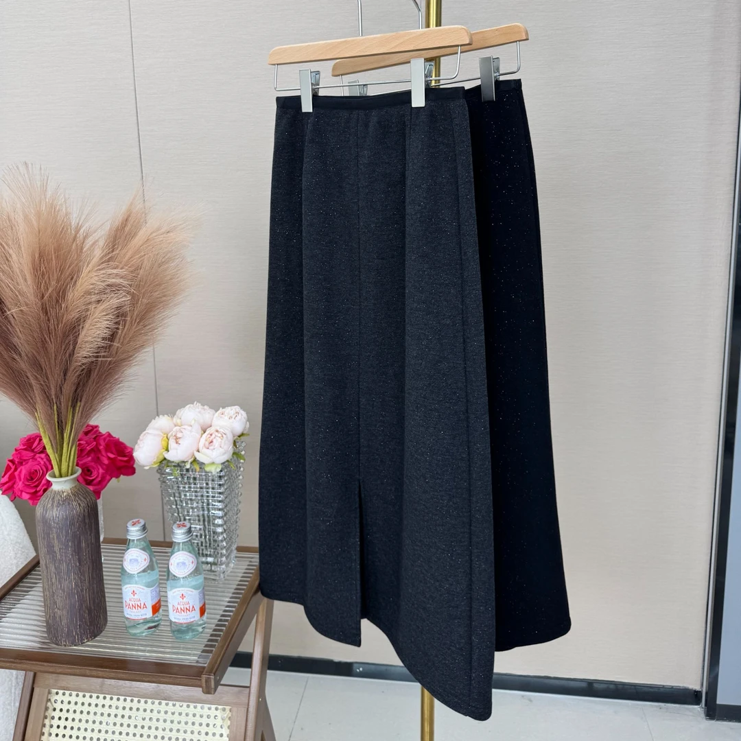 【满天星】2024秋冬新款羊毛醋酸显瘦气质百搭长款加绒厚款开衩裙