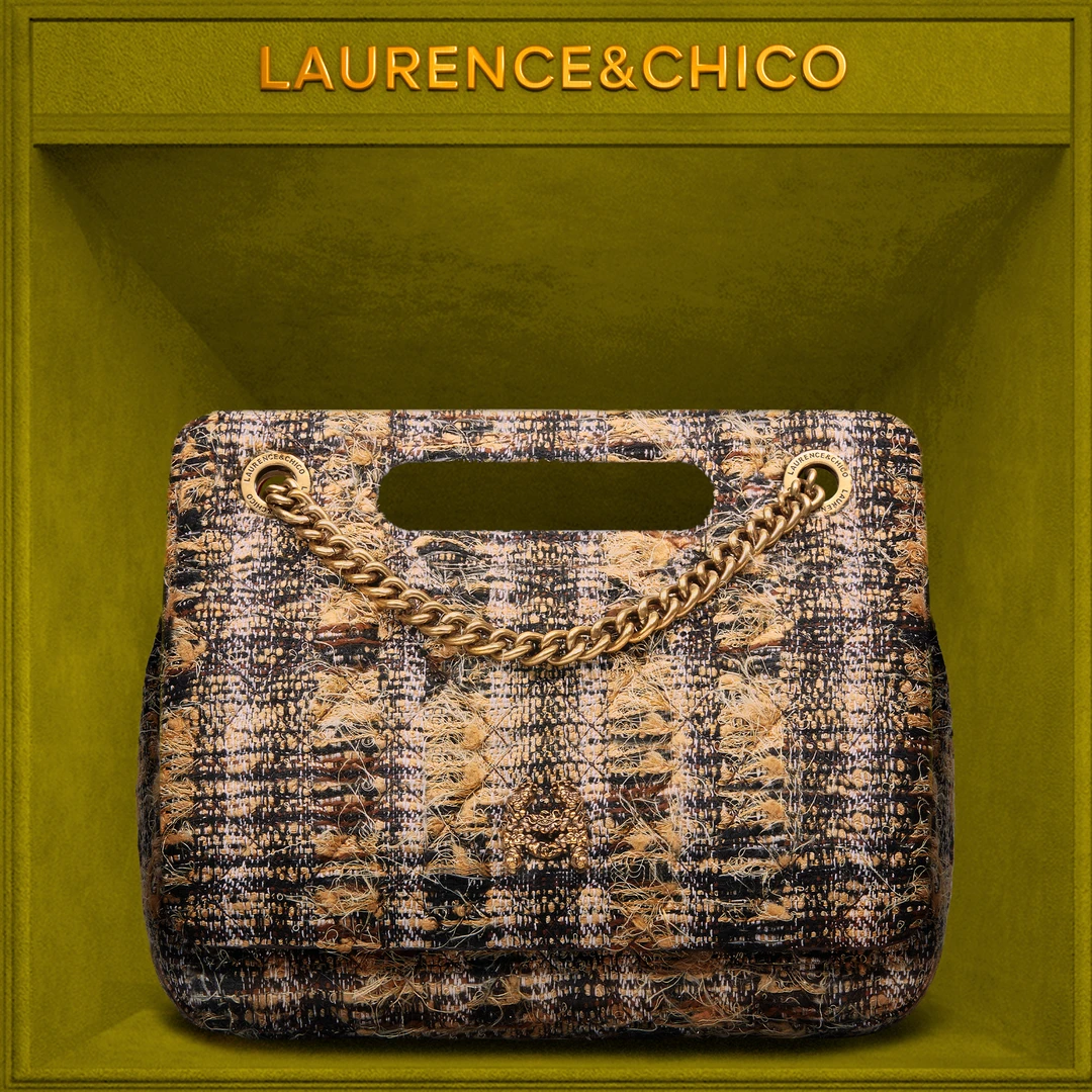 LC时尚女士黑咖色粗花呢牛奶盒包，迷你C2AE10322064