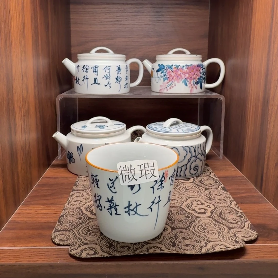 釉下手绘茶具微瑕