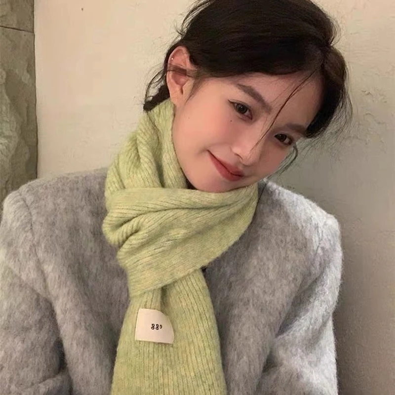 韩国egg马海毛夹花围巾女冬季软糯毛线针织保暖加厚围脖学生ins潮