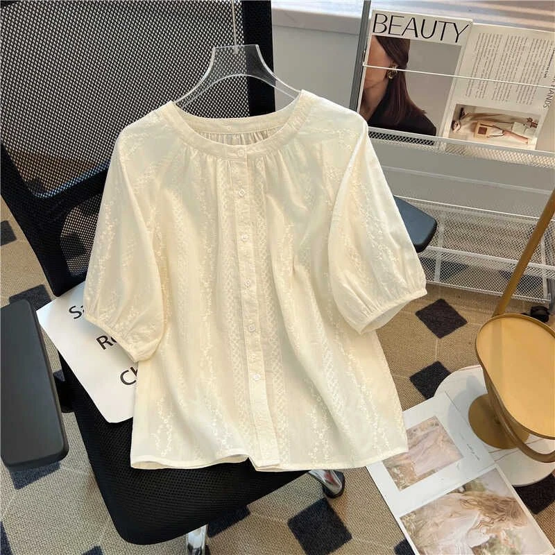 法式显瘦雪纺衫宽松韩版衬衣2025夏季新款气质不褪色减龄提花衬衫