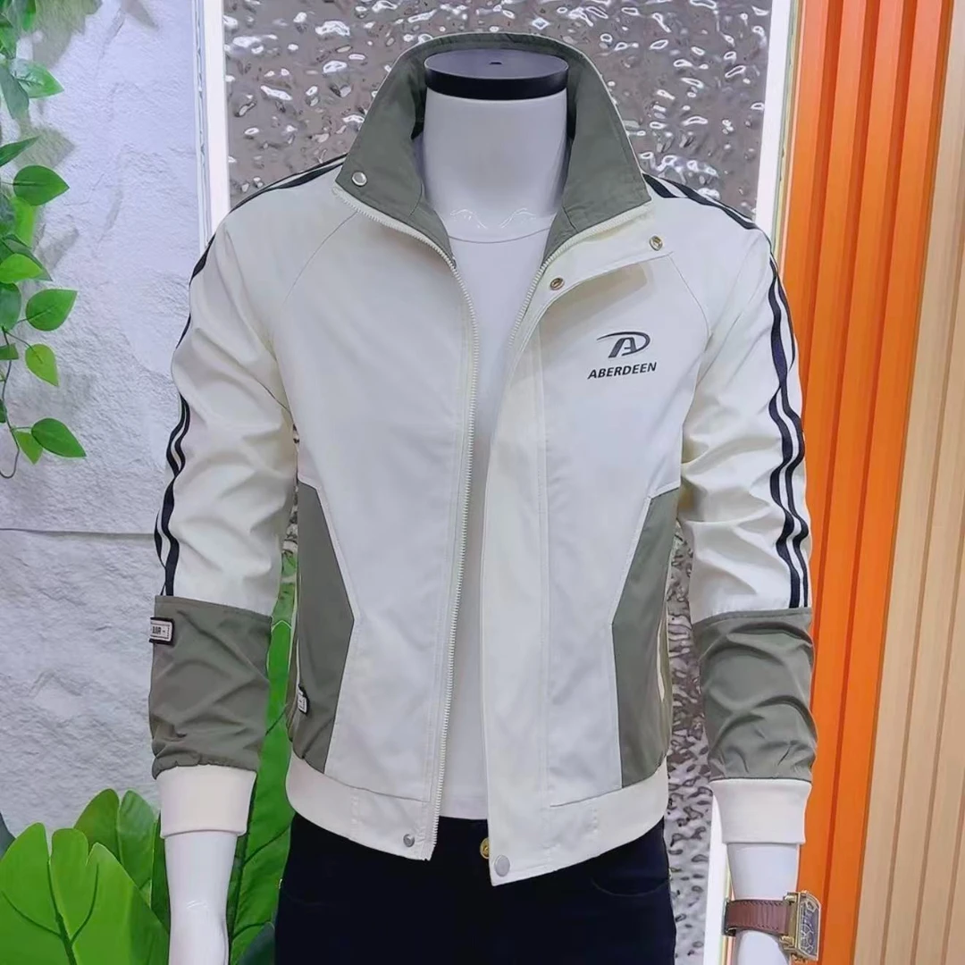 春秋新款时尚轻奢潮流高级轻奢潮男立领夹克外套韩版休闲青年外套