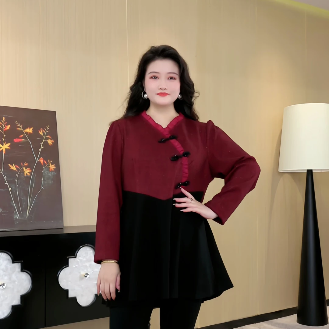 胖晶晶定制大码女装冬季新款显瘦气质百搭显瘦减龄上衣241381