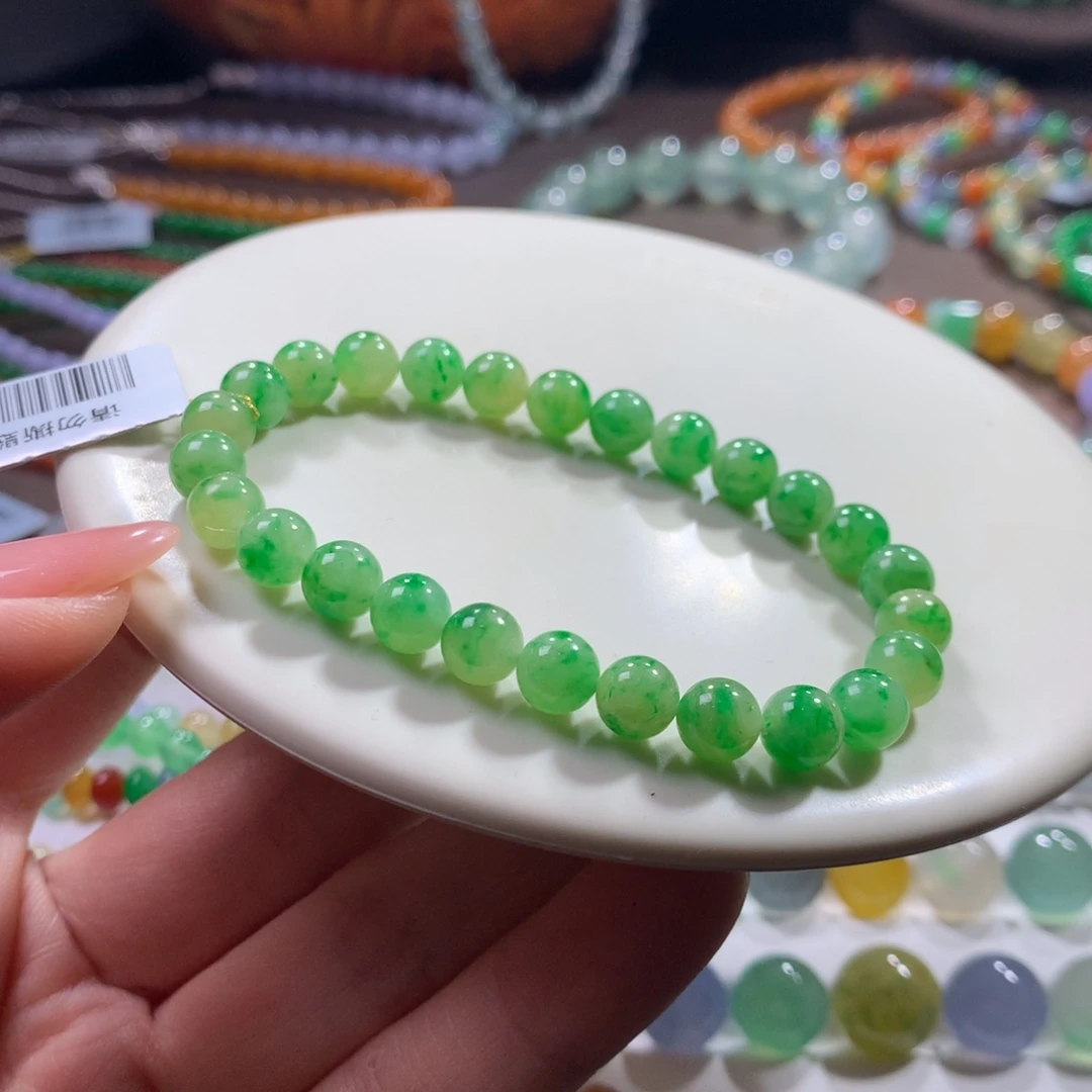 翡翠未镶嵌手链特色吸睛黄加绿卡6.7