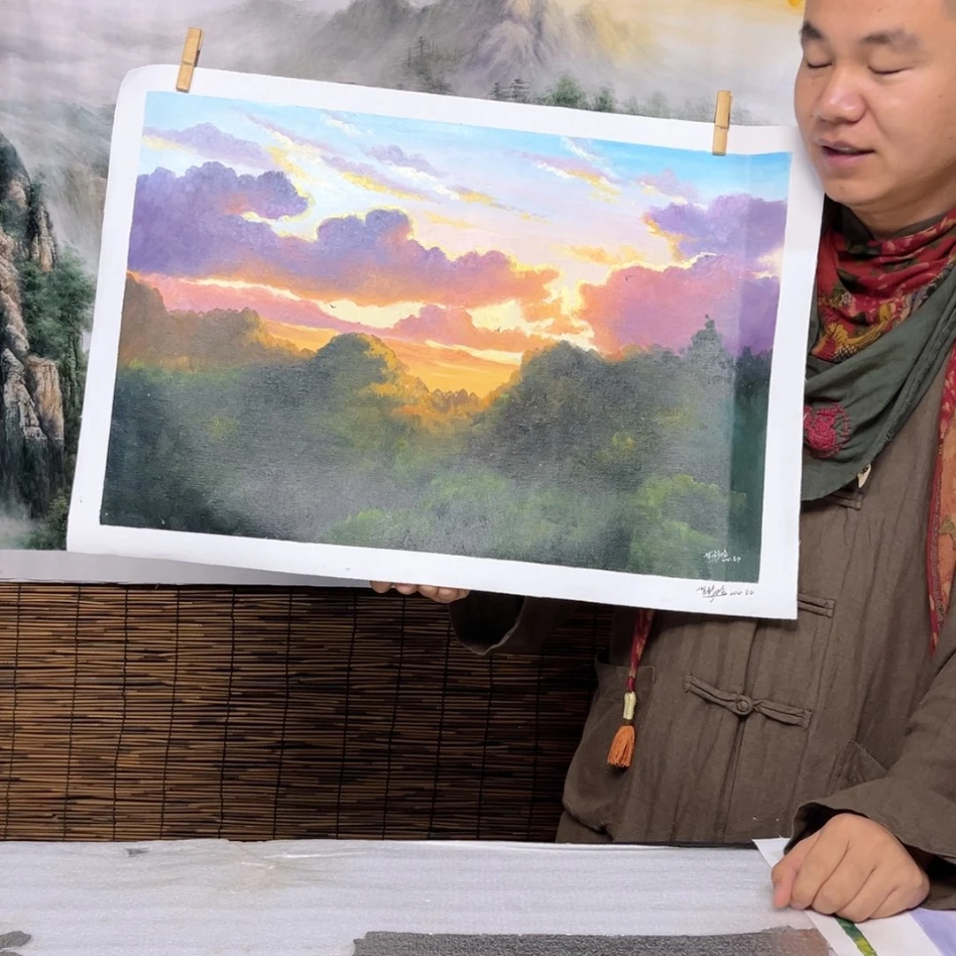 油画行路人小院绘画作品竞拍