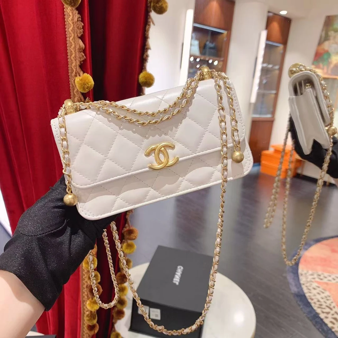 99新 Chanel/香奈儿 定金24c双金珠mini woc白金芯片/92610730