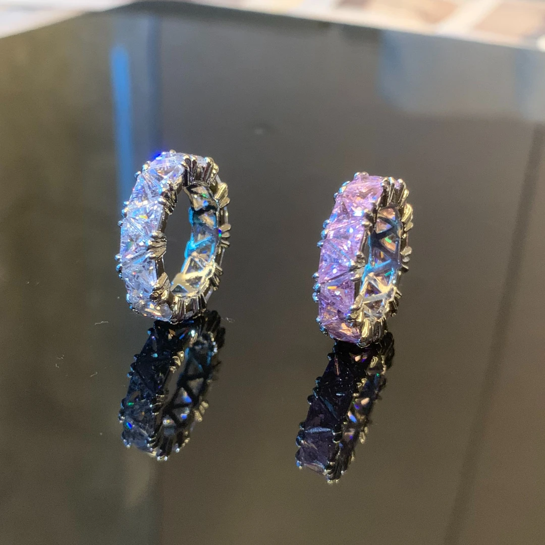 铜合金锆石戒指 彩色锆石轻奢戒指个性时尚气质重工精致欧美指环