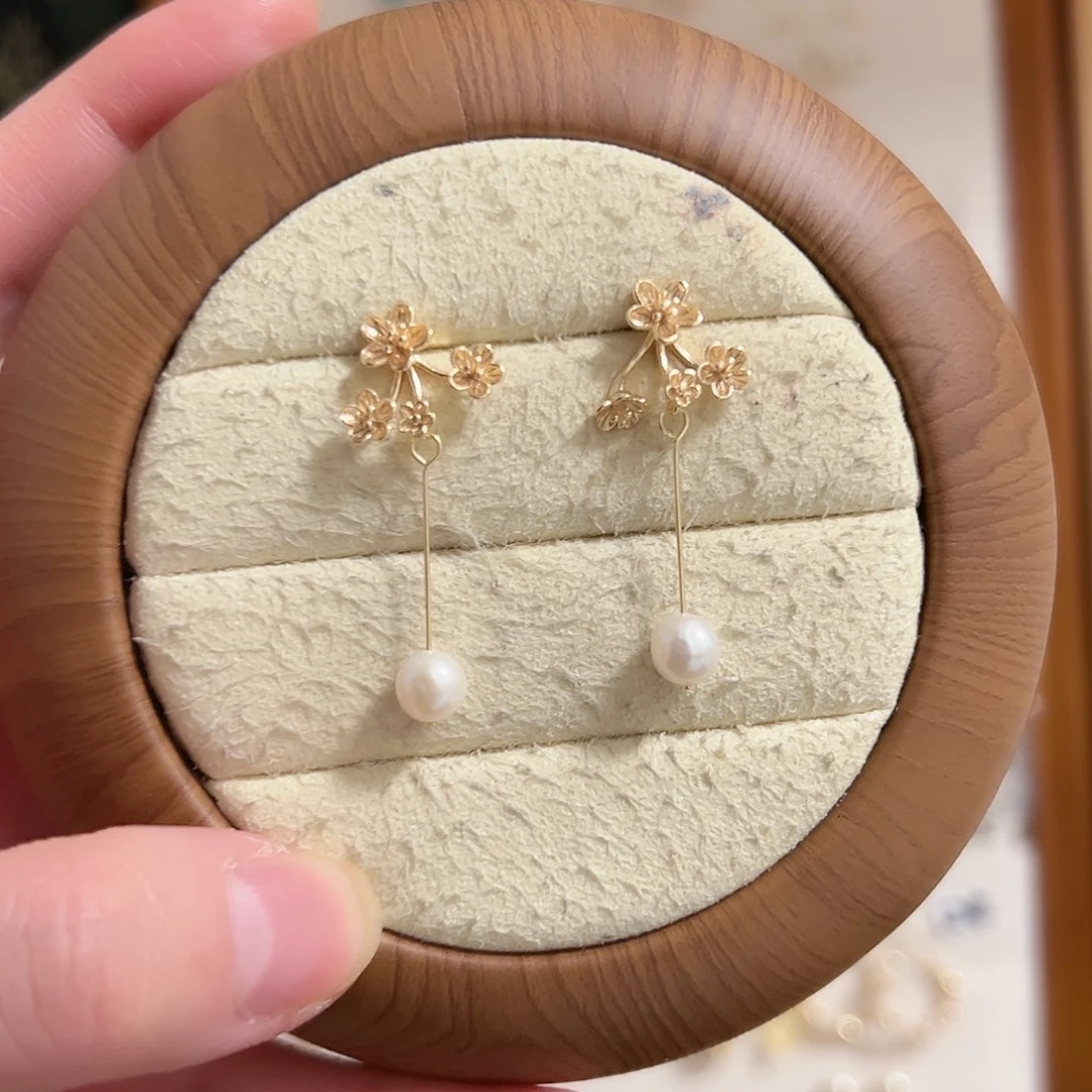耳钉银S925镶嵌淡水珍珠