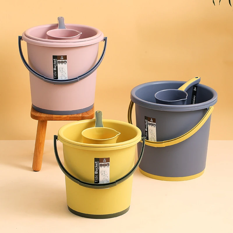 开学季圆桶水桶塑料盆桶储水脸盆水勺学生洗漱衣桶宿舍三件套装