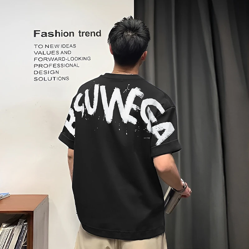 【楹总专属-国风字母】T2068夏季新款刺绣设计感宽松潮流百搭T恤