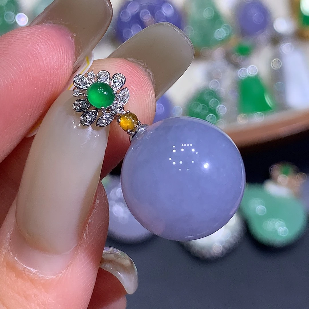 翡翠18K金镶嵌吊坠(不含链)