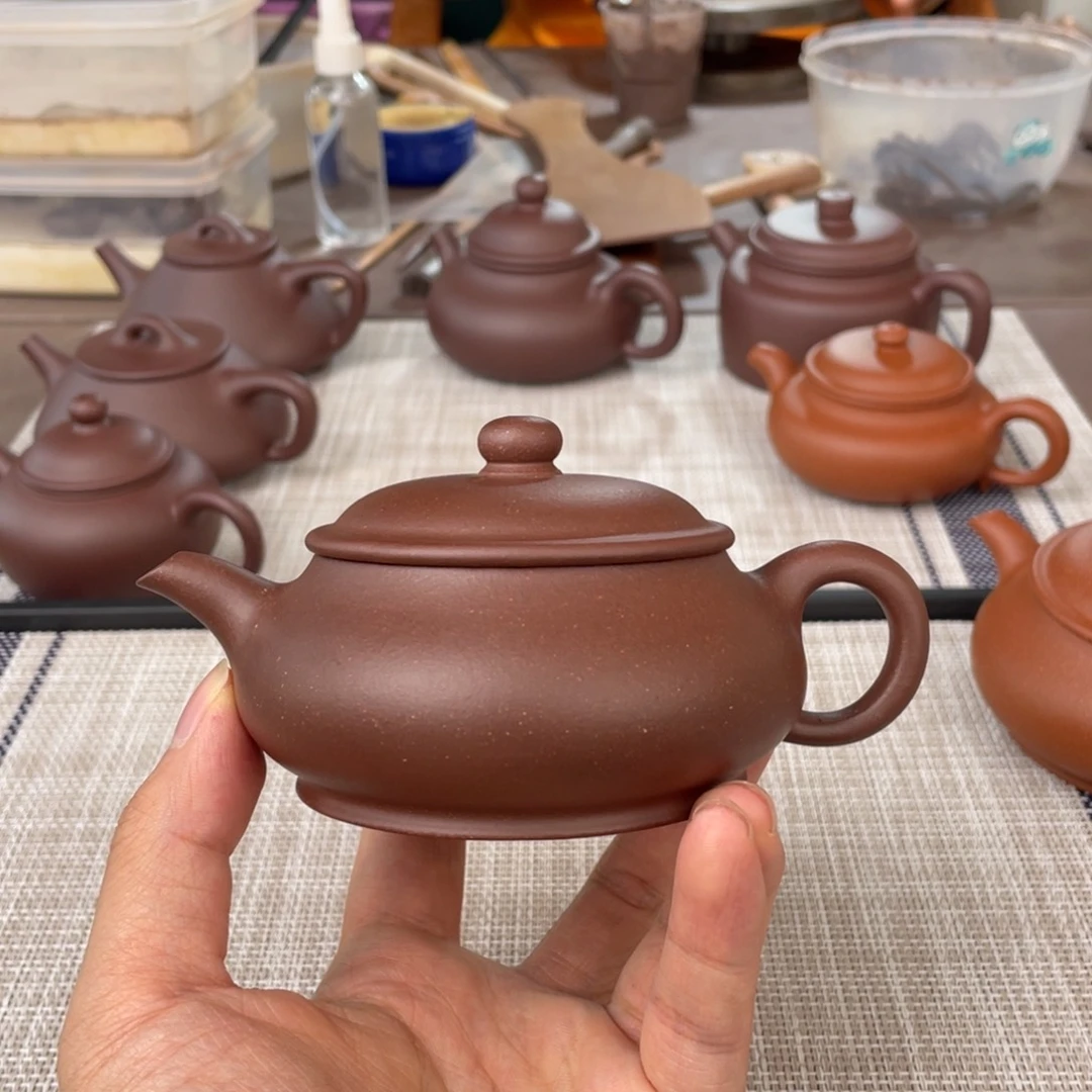 紫砂茶壶半手工台西紫泥明炉壶150cc