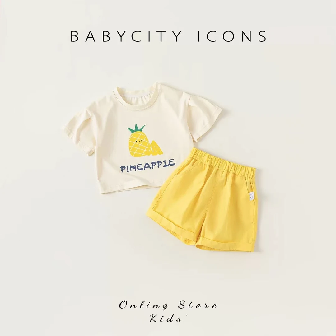 宝宝夏季T恤套装男童女童韩版宽松两件套小童帅气休闲洋气套装潮