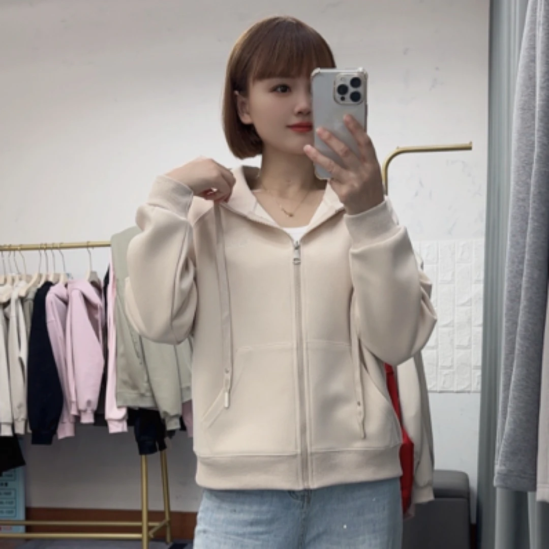 宝赢家0039华棉韩版插肩袖刺绣卫衣拉链开衫小个子休闲外套春秋