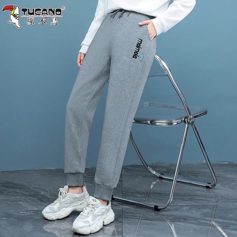 啄木鸟春秋季新款运动裤显瘦束脚中年简约时尚休闲宽松卫裤长裤