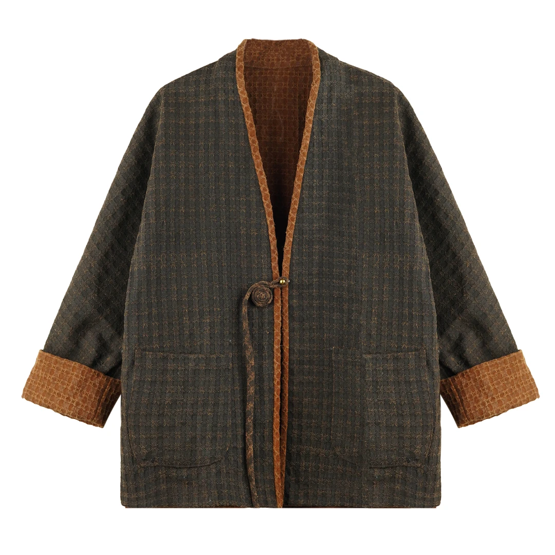 LN 2025新款桑蚕丝华夫格中长款外套24zh641-1