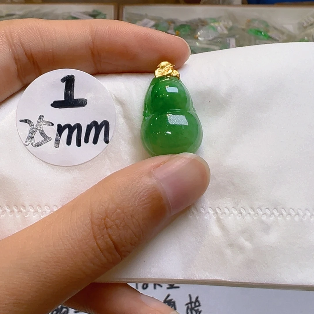 他***舅翡翠18K金镶嵌吊坠(不含链)