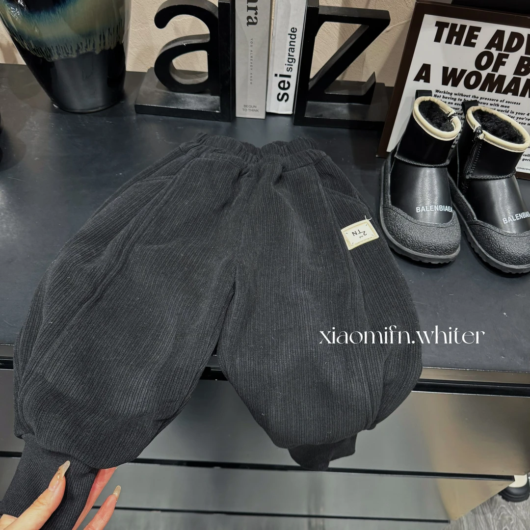 【现货清仓】灯笼拼接做旧加绒长裤韩版男童2024秋冬款时尚儿童1230