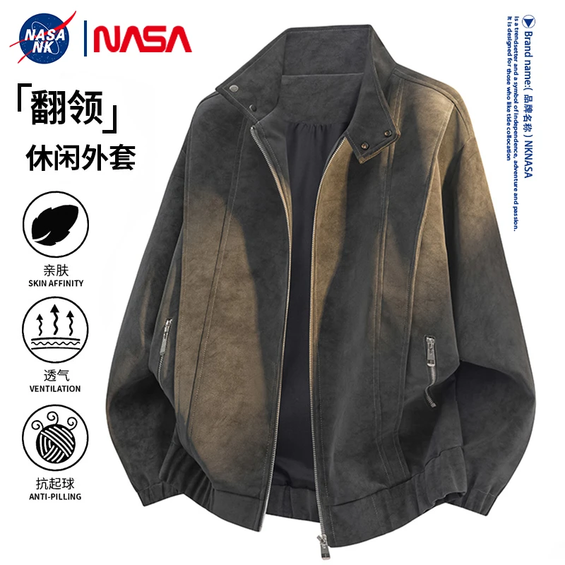 NASA联名麂皮绒夹克外套男士秋冬季美式复古百搭潮牌休闲秋装上衣