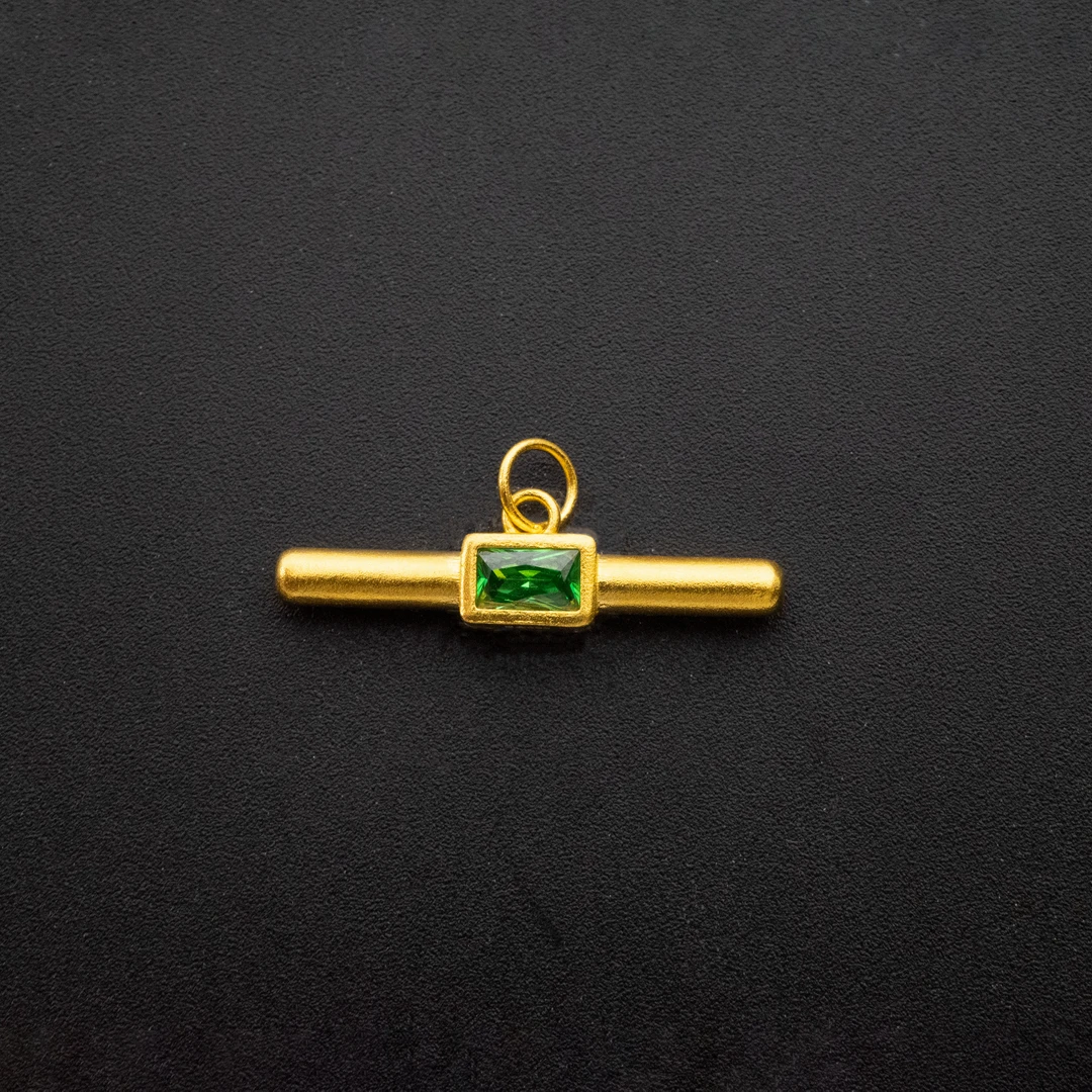 【金枝原】足金999 绿色一字吊坠