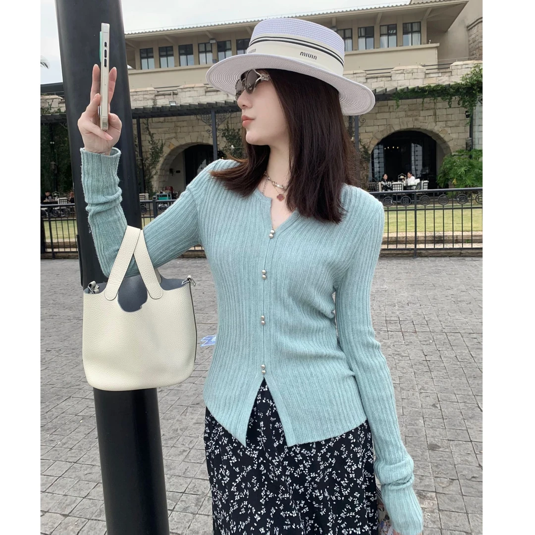 【LIbaibai】长袖针织衫女早秋新款时尚百搭休闲洋气上衣DD-0481