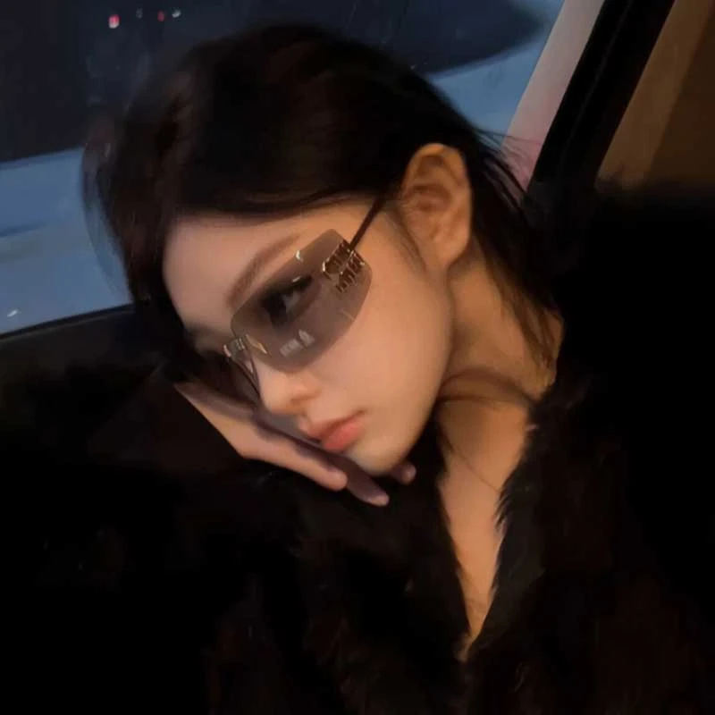 曲面无框猫眼y2k墨镜女款2025新款适合方圆脸高级感大框太阳眼镜