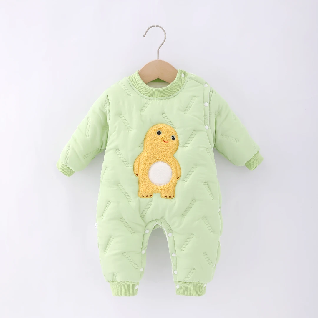 奶龙爱心冬季宝宝三防加绒保暖连体爬服外出服棉服可爱好看婴幼儿
