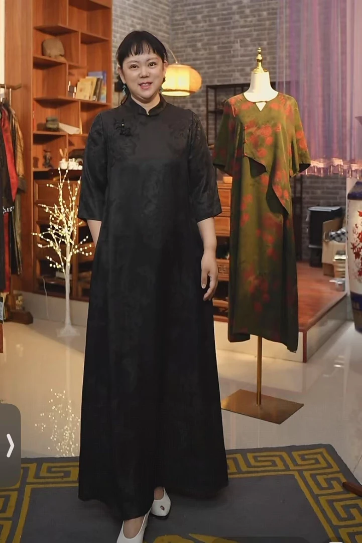 【经典重现】蝶恋牡丹专柜1W+显瘦显高显气质香云纱130长大A摆裙