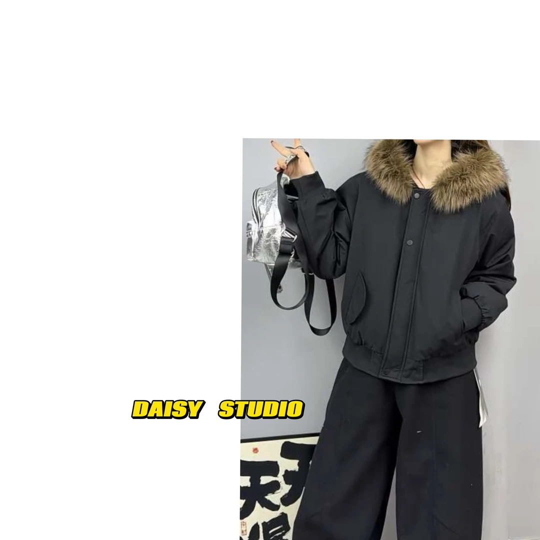 【DAISY】可拆毛领连帽飞行员夹克外套