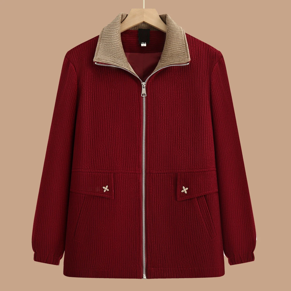 妈妈春秋款外套中老年女装洋气新款上衣中年女士夹克宽松洋气奶奶