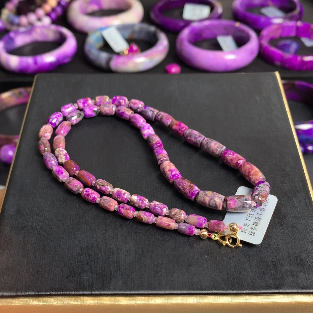 未镶嵌苏纪石（舒俱来）桃红桶珠项链