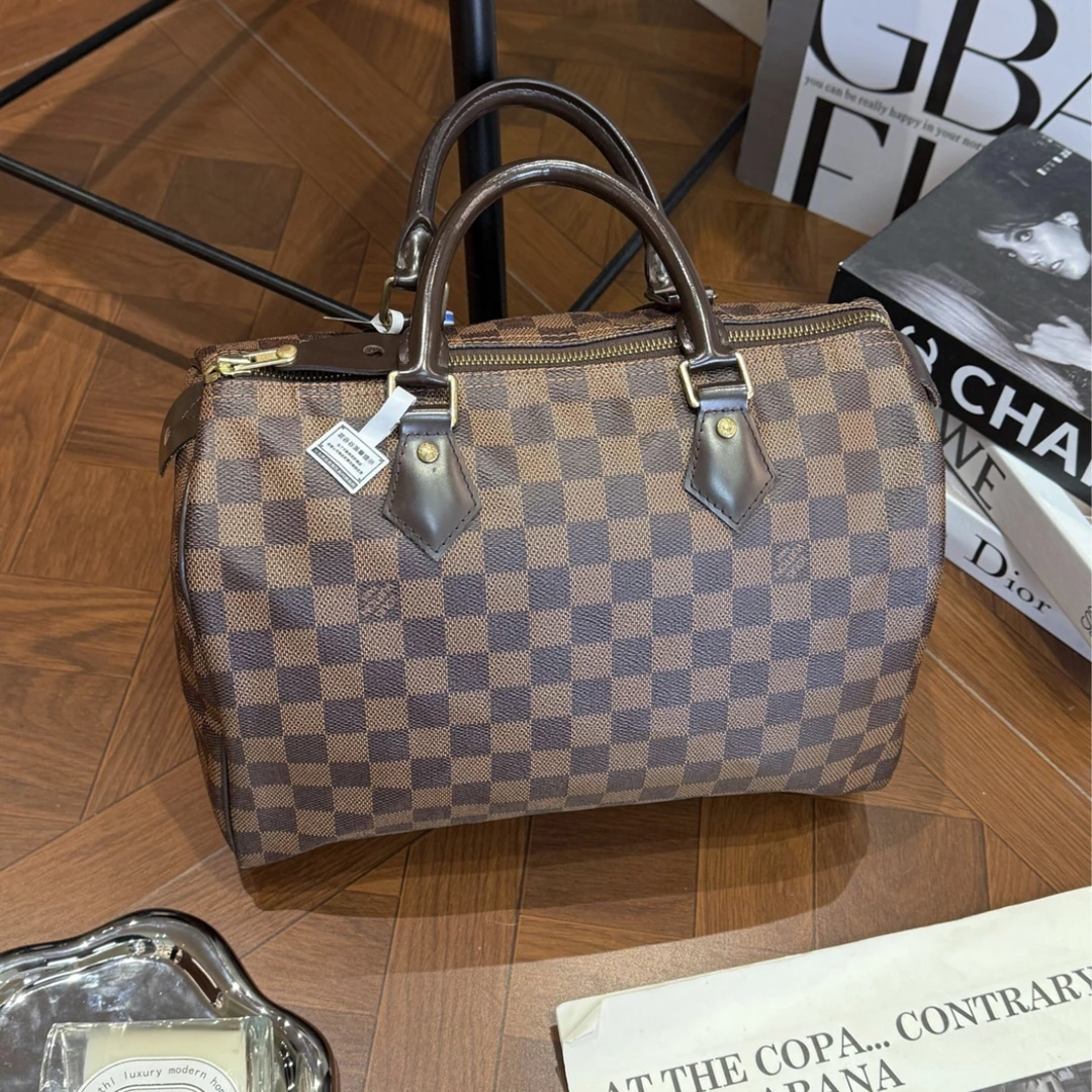 95新 LouisVuitton/路易威登 speedy30 棋盘格 肩带款 手提斜挎包