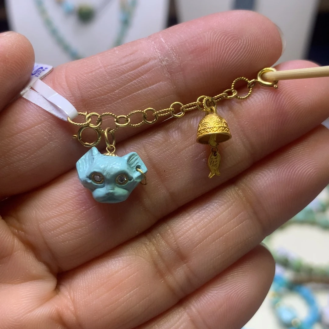 绿松石18K金镶嵌半链