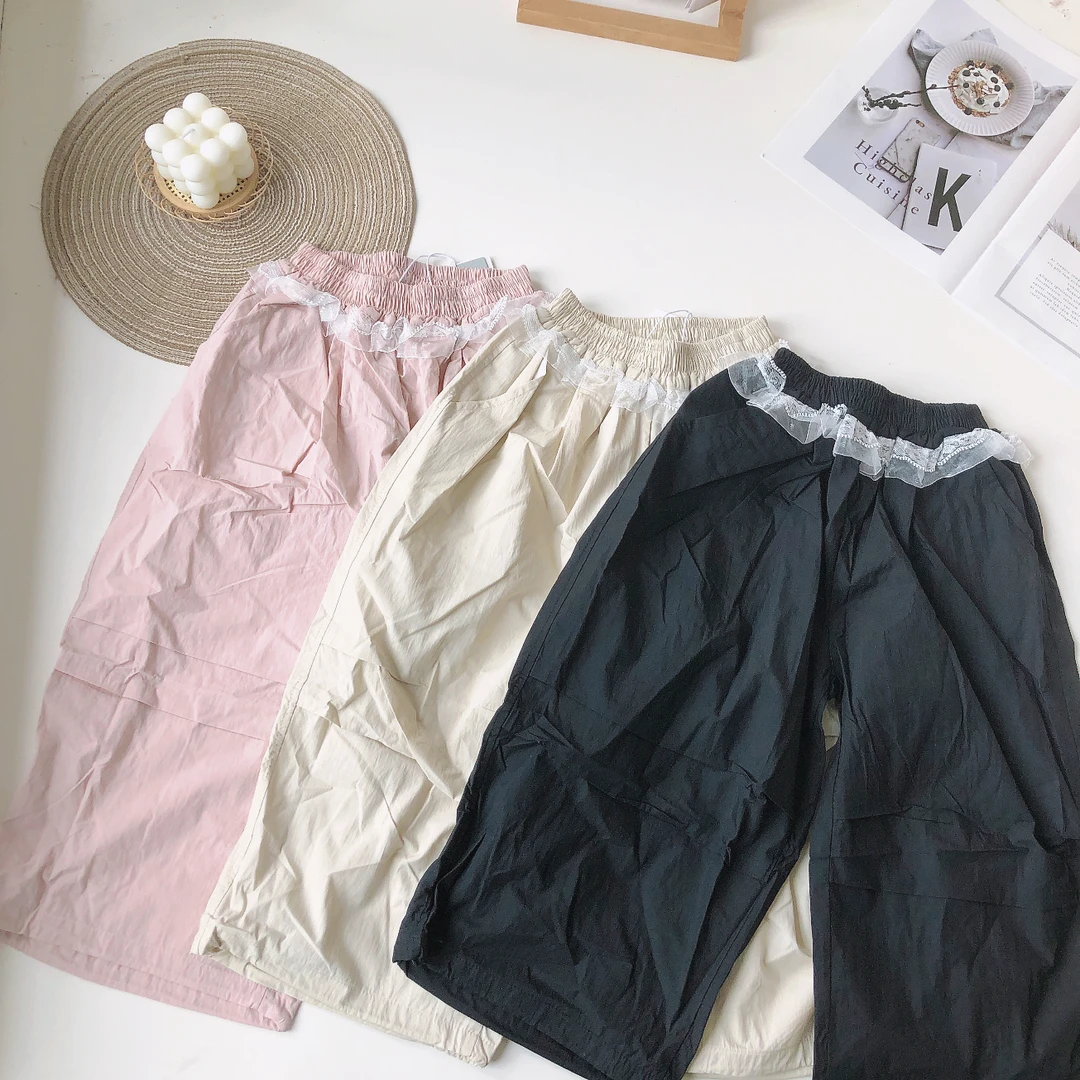 B225儿童夏季时尚花边腰裤休闲裤E21