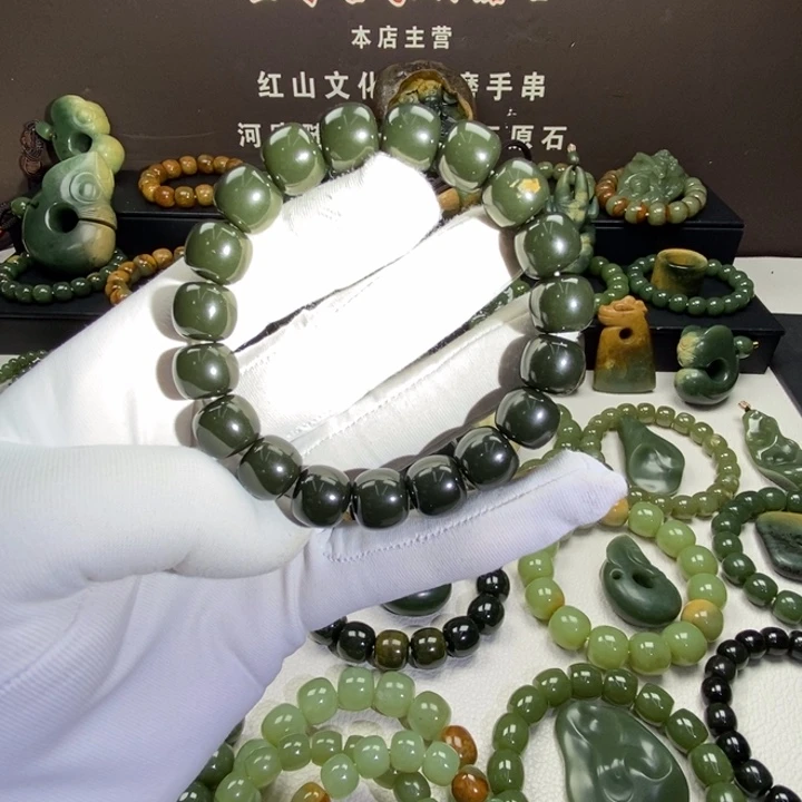 手链未镶嵌岫岩河磨玉（透闪石质玉）