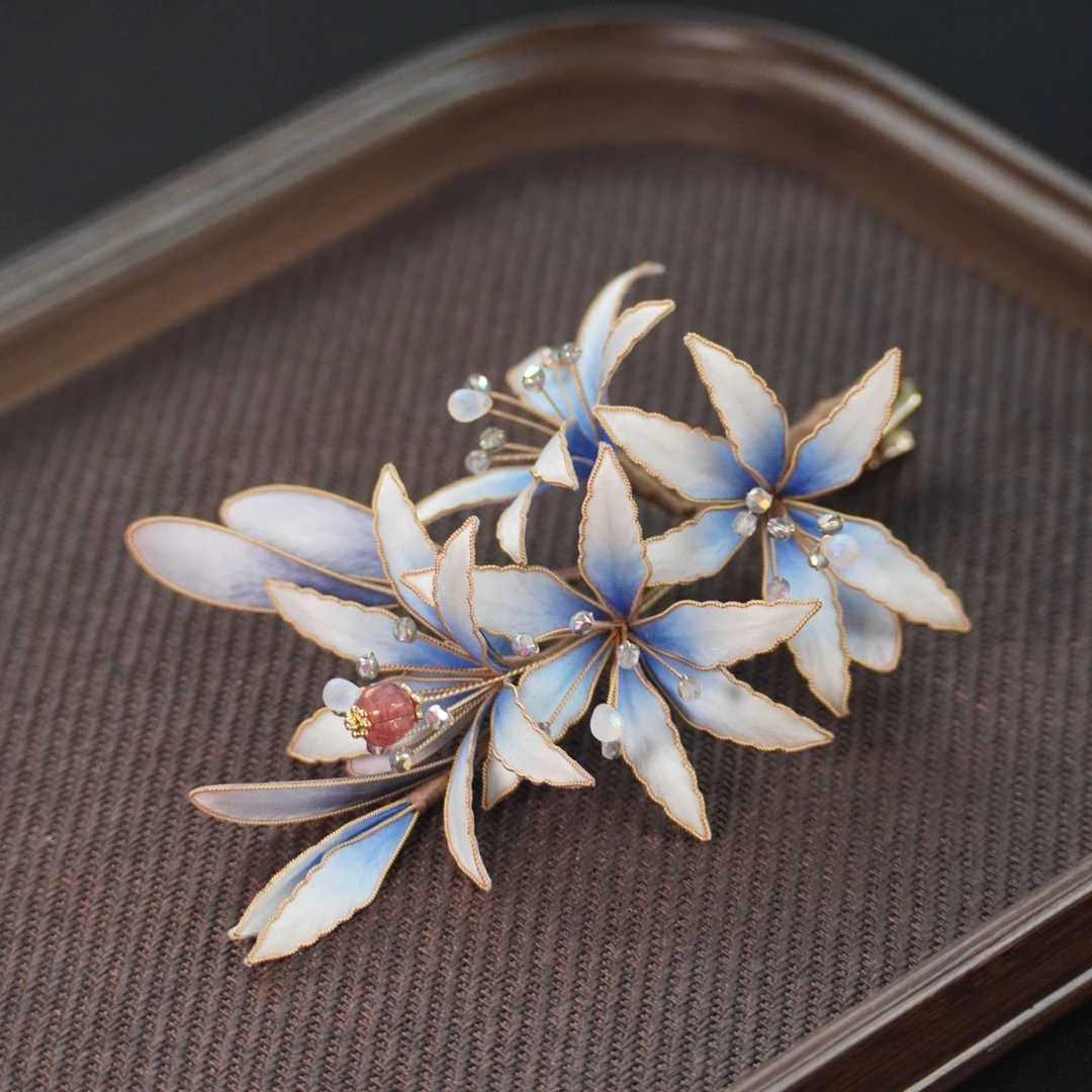 精工款百合边夹 手工复古日常旗袍汉服配饰百搭